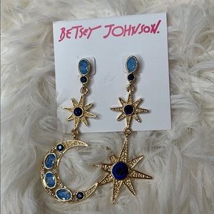Betsey Johnson Moon & Star Earrings